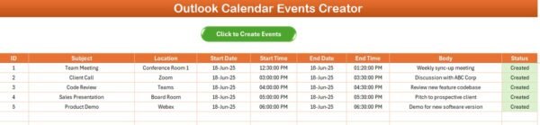 Outlook Calendar Events Automation in Excel VBA - Image 2