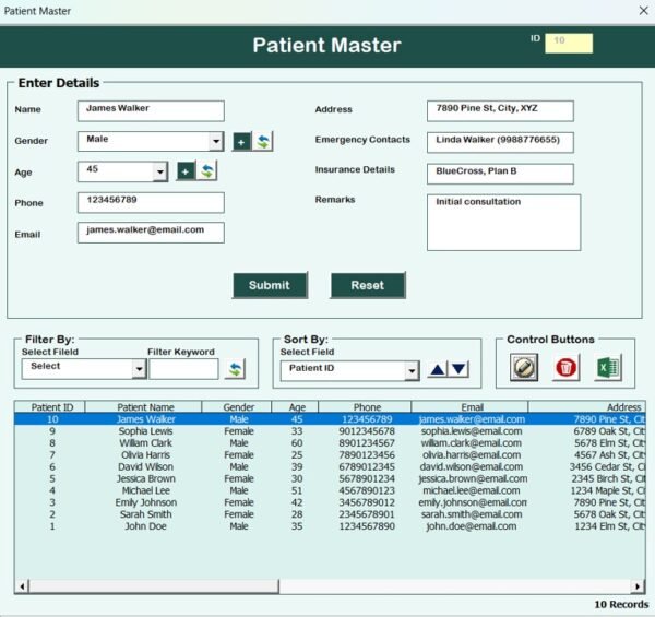 Physiotherapy Clinic Management System V1.0 in Excel VBA - Image 5