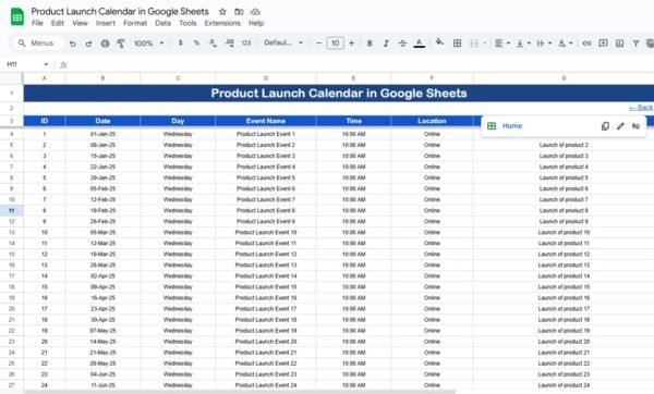 Product Launch Calendar in Google Sheets - Image 6