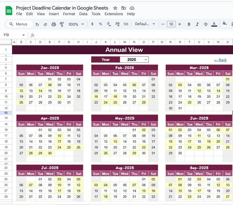 Project Deadline Calendar in Google Sheets