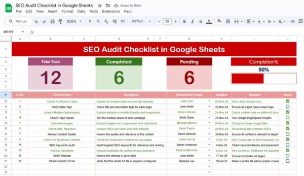 SEO Audit Checklist in Google Sheets - Image 2