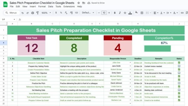 Sales Pitch Preparation Checklist in Google Sheets - Image 2