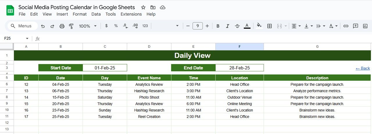 Social Media Posting Calendar in Google Sheets - Image 5