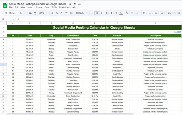 Social Media Posting Calendar in Google Sheets - Image 6
