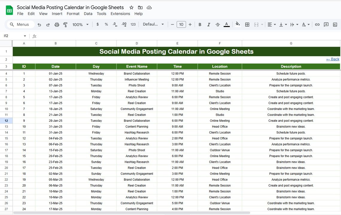 Social Media Posting Calendar in Google Sheets - Image 6