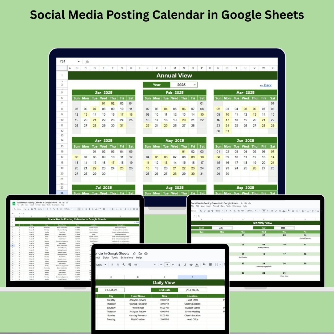 Social Media Posting Calendar in Google Sheets