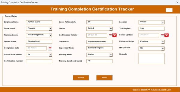 Training Completion Certification Tracker in Excel - Image 6