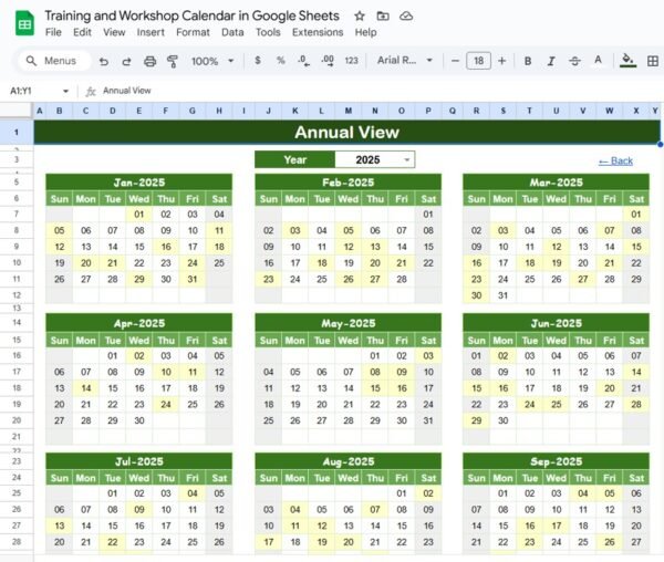 Training and Workshop Calendar in Google Sheets - Image 3