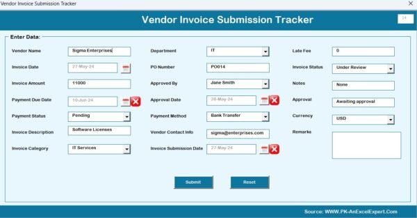 Vendor Invoice Submission Tracker in Excel - Image 6
