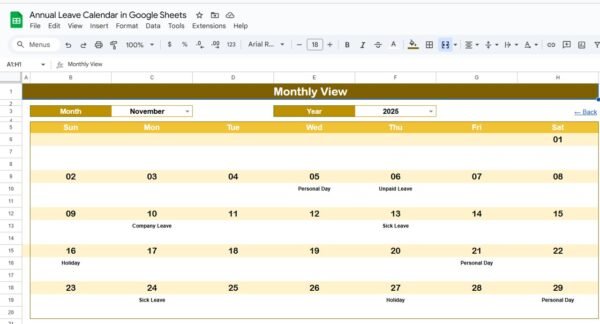 Annual Leave Calendar in Google Sheets - Image 3