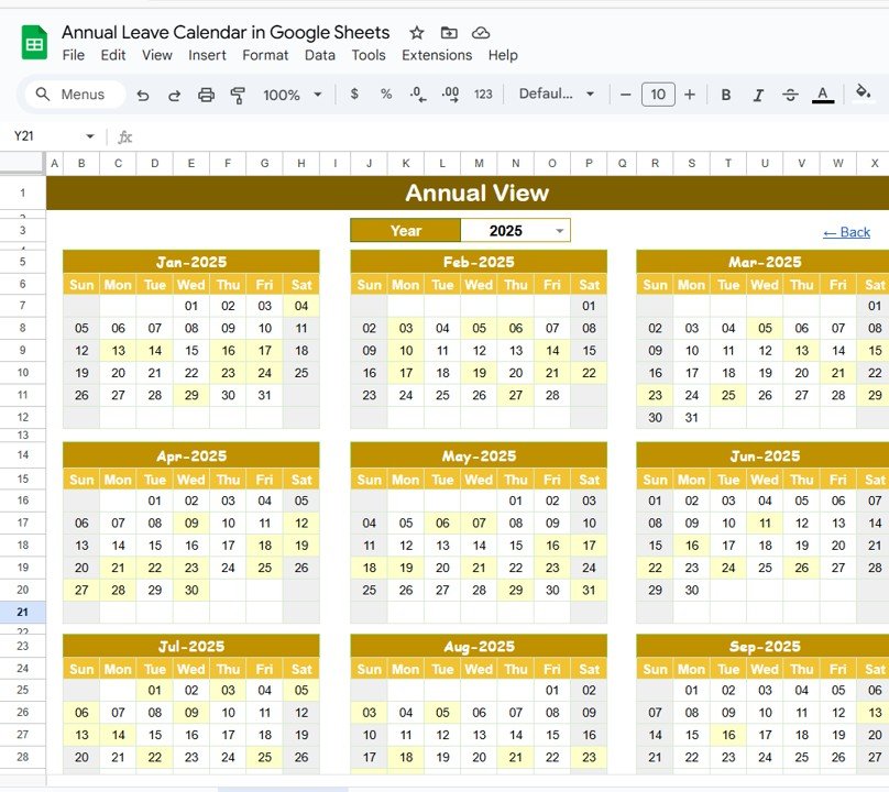 Annual Leave Calendar in Google Sheets
