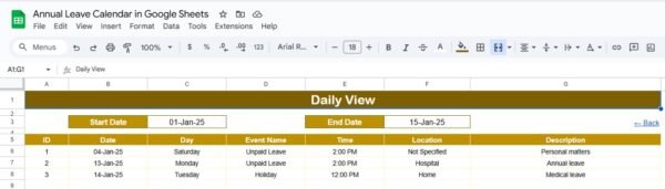 Annual Leave Calendar in Google Sheets - Image 4