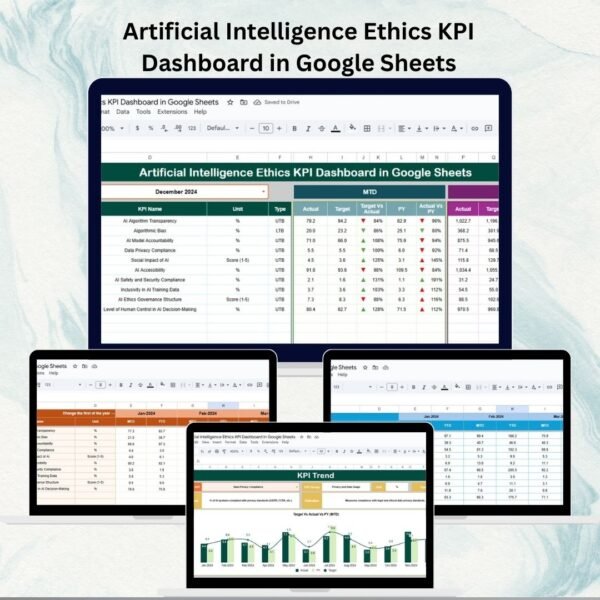Artificial Intelligence Ethics KPI Dashboard in Google Sheets