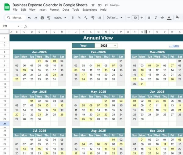 Business Expense Calendar in Google Sheets - Image 3