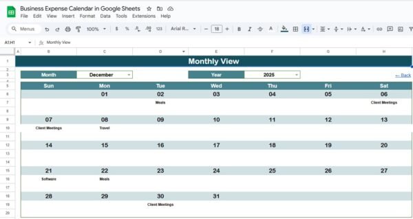 Business Expense Calendar in Google Sheets - Image 4