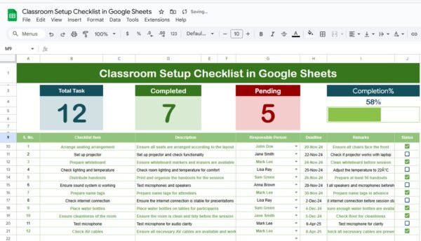 Classroom Setup Checklist in Google Sheets - Image 2