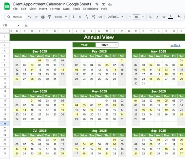 Client Appointment Calendar in Google Sheets