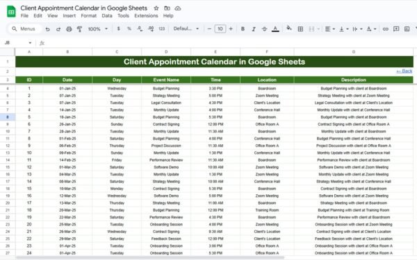 Client Appointment Calendar in Google Sheets - Image 6