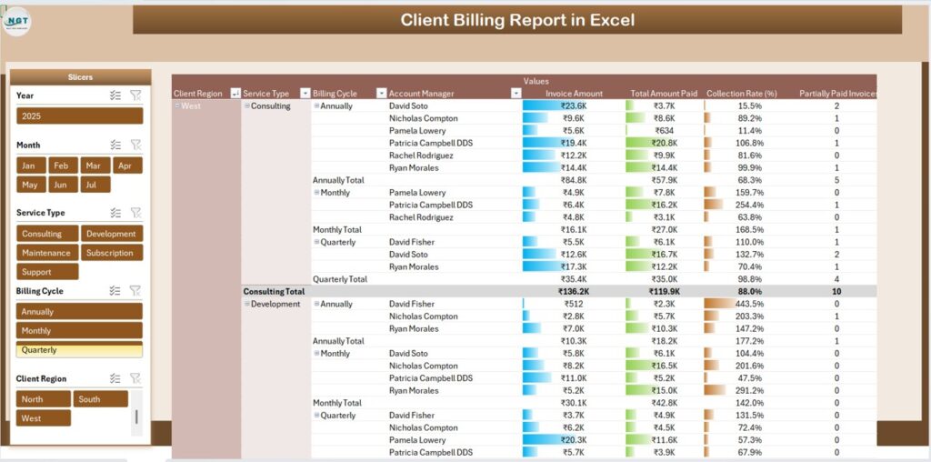 Client Billing Report in Excel - Next Gen Templates