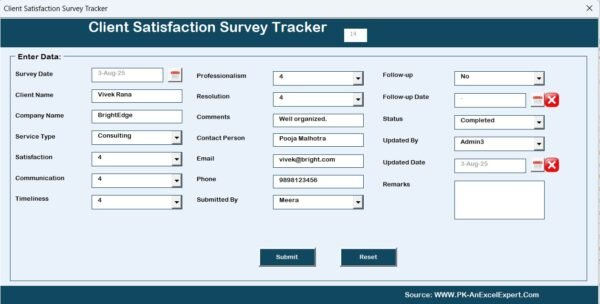 Client Satisfaction Survey Tracker in Excel - Image 6