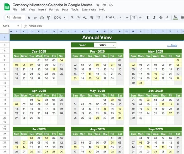 Company Milestones Calendar in Google Sheets - Image 3
