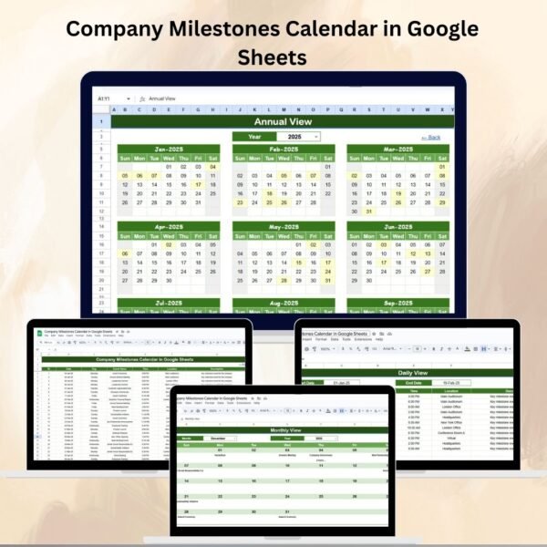 Company Milestones Calendar in Google Sheets