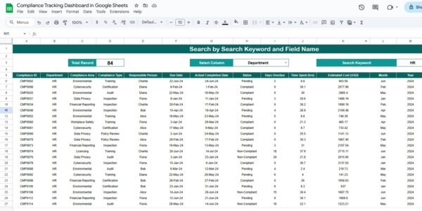 Compliance Tracking Dashboard in Google Sheets - Image 3