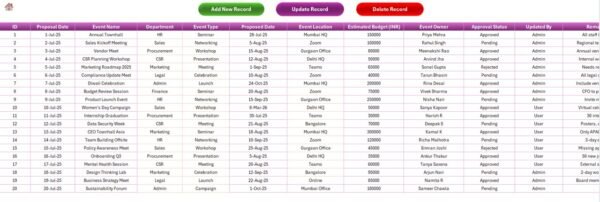 Corporate Event Proposal Tracker in Excel - Image 5