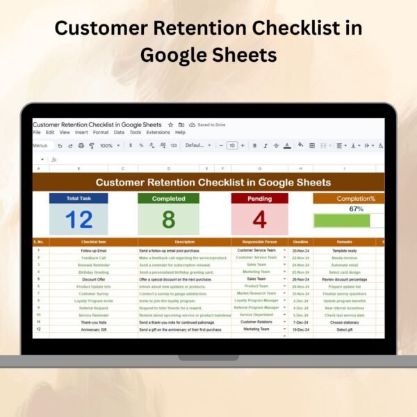 Customer Retention Checklist in Google Sheets
