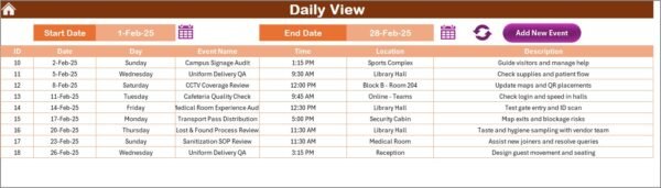 Education Logistics Customer Experience Calendar in Excel - Image 5