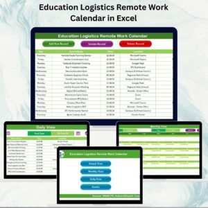 Education Logistics Remote Work Calendar in Excel
