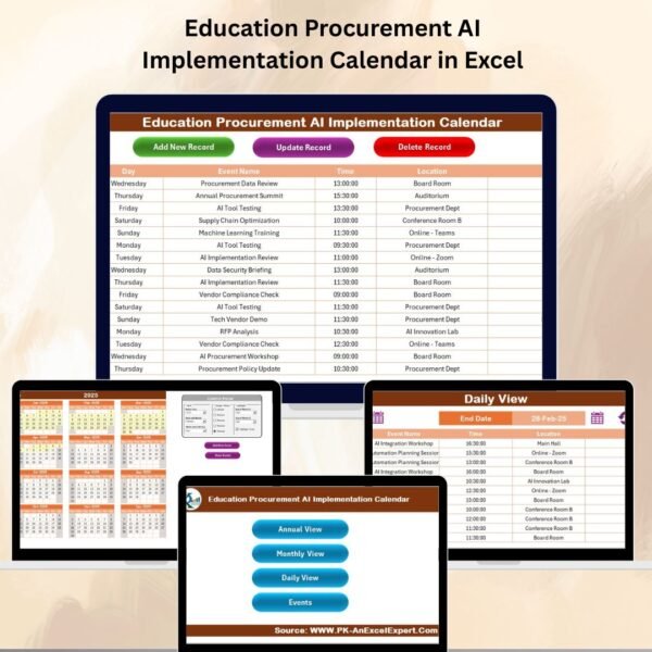 Education Procurement AI Implementation Calendar in Excel