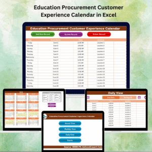Education Procurement Customer Experience Calendar in Excel