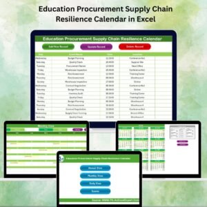 Education Procurement Supply Chain Resilience Calendar in Excel