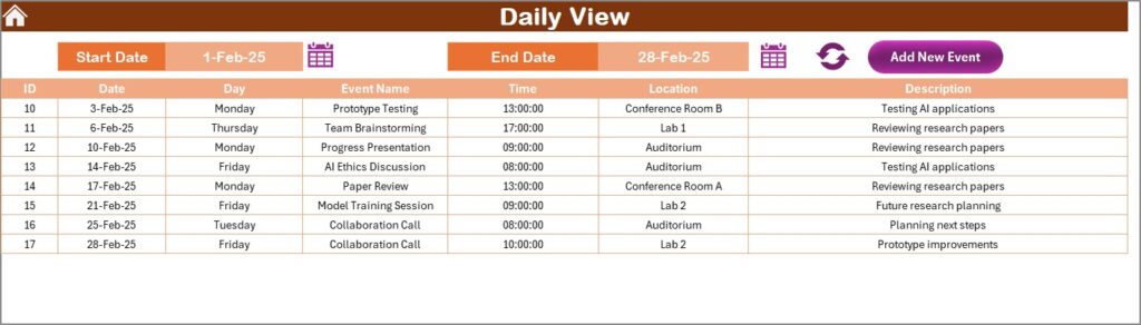 Education R&D AI Implementation Calendar in Excel - Next Gen Templates