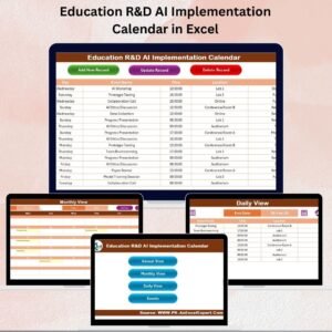 Education R&D AI Implementation Calendar in Excel