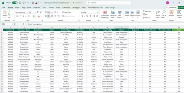 Employee Health and Safety Report in Excel - Image 4