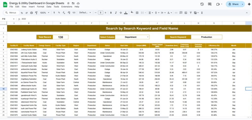 Energy & Utility Dashboard in Google Sheets - Next Gen Templates