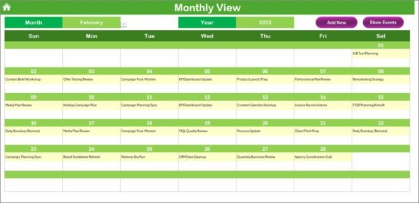 Finance Marketing Remote Work Calendar in Excel - Image 4