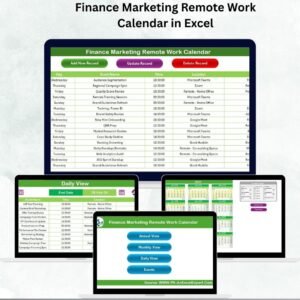 Finance Marketing Remote Work Calendar in Excel