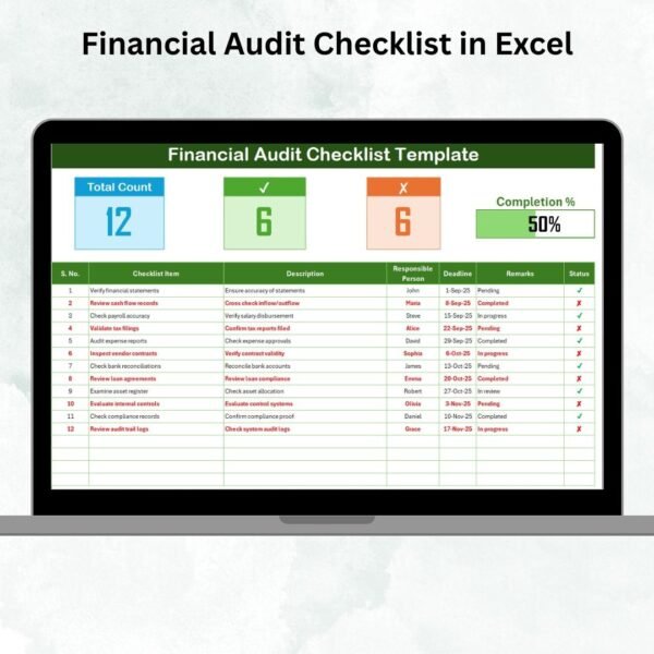 Financial Audit Checklist in Excel
