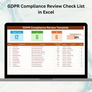 GDPR Compliance Review Check List in Excel