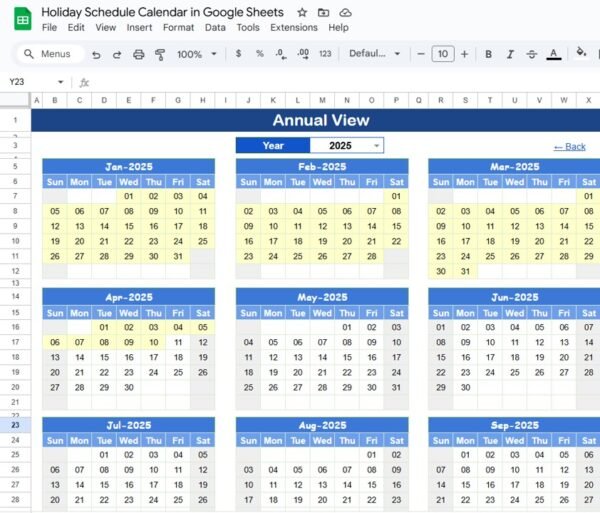 Holiday Schedule Calendar in Google Sheets - Image 3