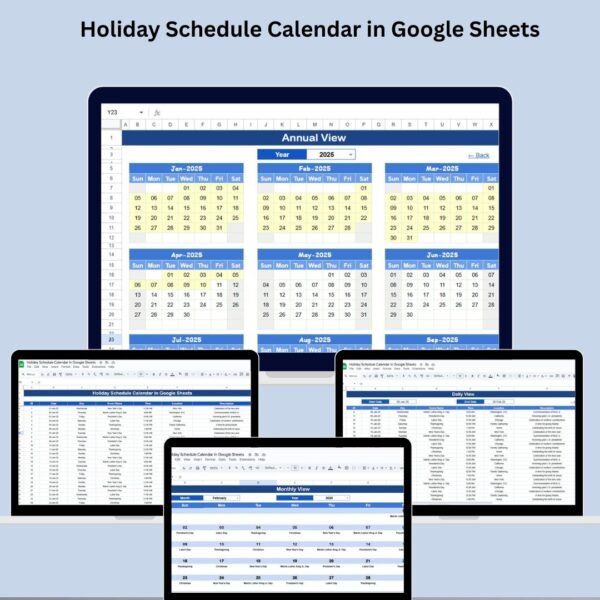 Holiday Schedule Calendar in Google Sheets