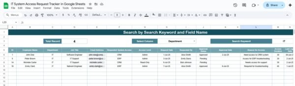 IT System Access Request Tracker in Google Sheets - Image 3