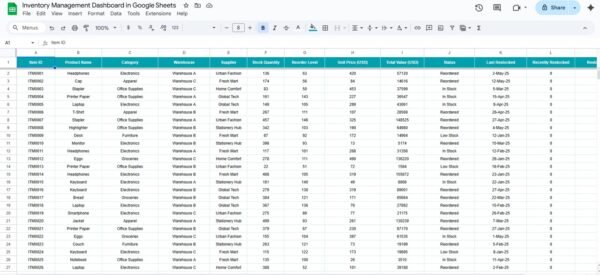 Inventory Management Dashboard in Google Sheets - Image 4