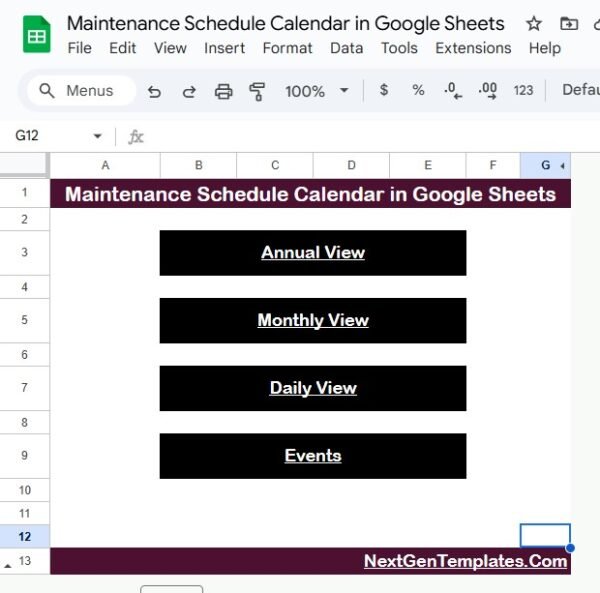 Maintenance Schedule Calendar in Google Sheets - Image 2
