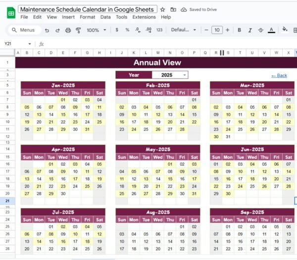 Maintenance Schedule Calendar in Google Sheets - Image 3