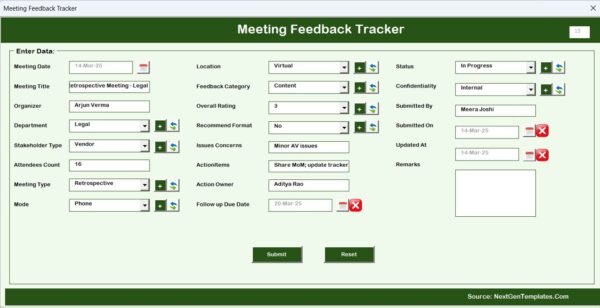 Meeting Feedback Tracker in Excel - Image 6