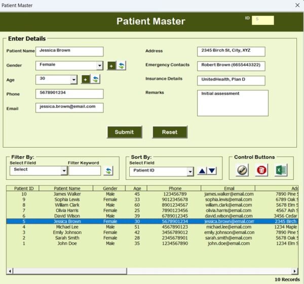 Multispecialty Clinic Management System V1.0 in Excel - Image 6